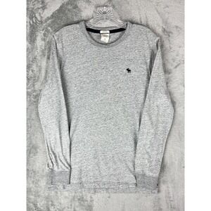 Abercrombie and Fitch Muscle TShirt Mens Small Gray Long Sleeved Preppy Moose